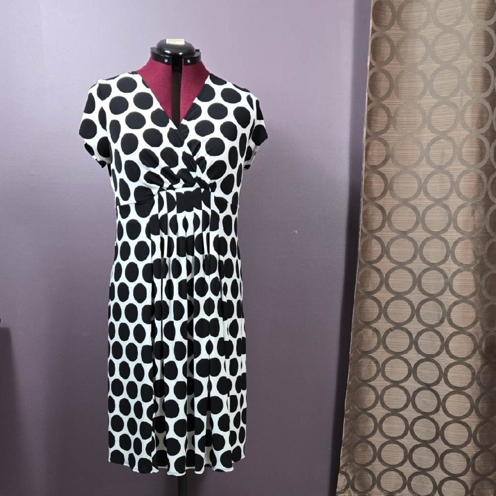 Elegant Black and White Polka Dot Dress